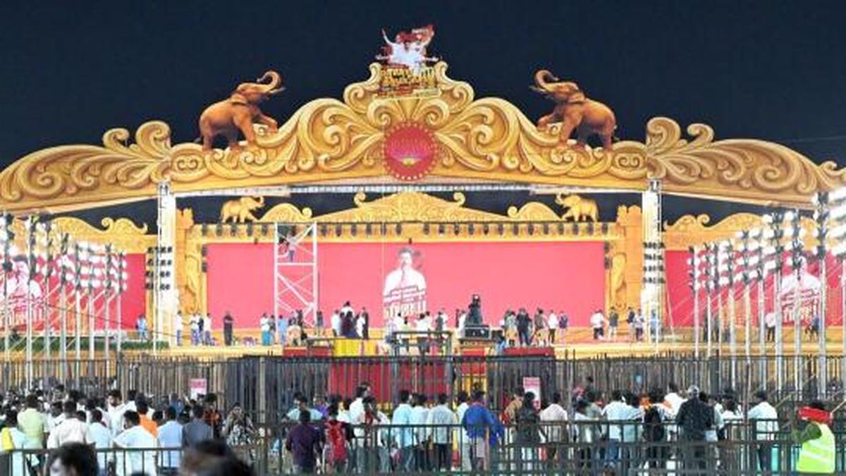 tvk-state-convention-in-madurai-live:-thousands-flock-to-venue-to-hearken-to-vijay