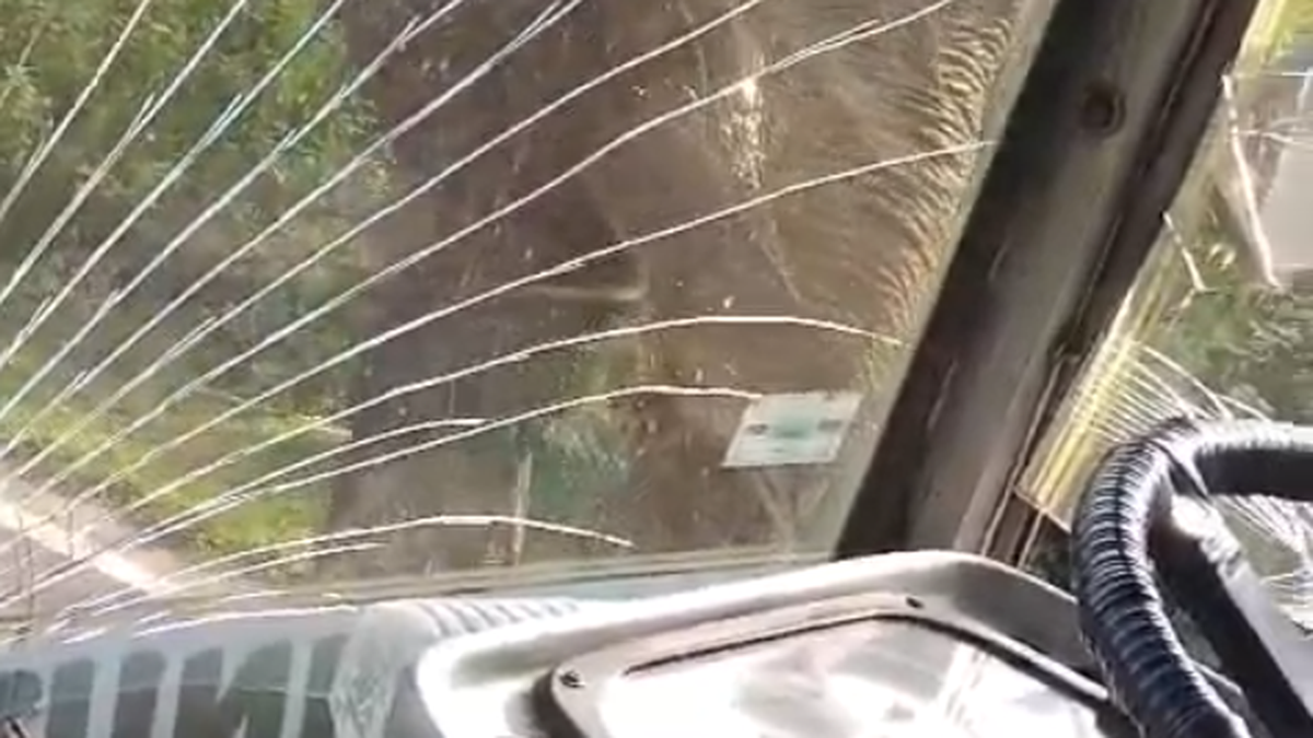 elephant-damages-lorry-windshield-to-seize-sugarcane-in-sathyamangalam-tiger-reserve