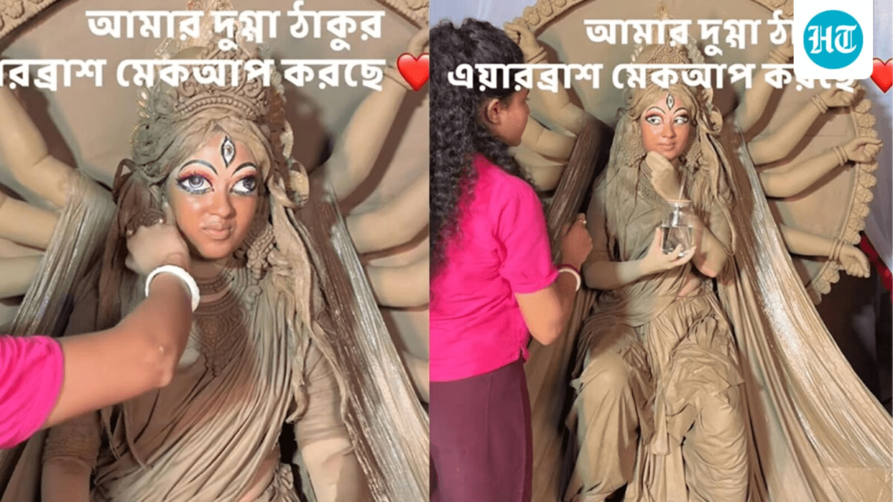 ‘khub-sundor-lagche’:-kolkata-lady’s-breathtaking-goddess-durga-makeover-goes-viral-for-its-divine-detailing