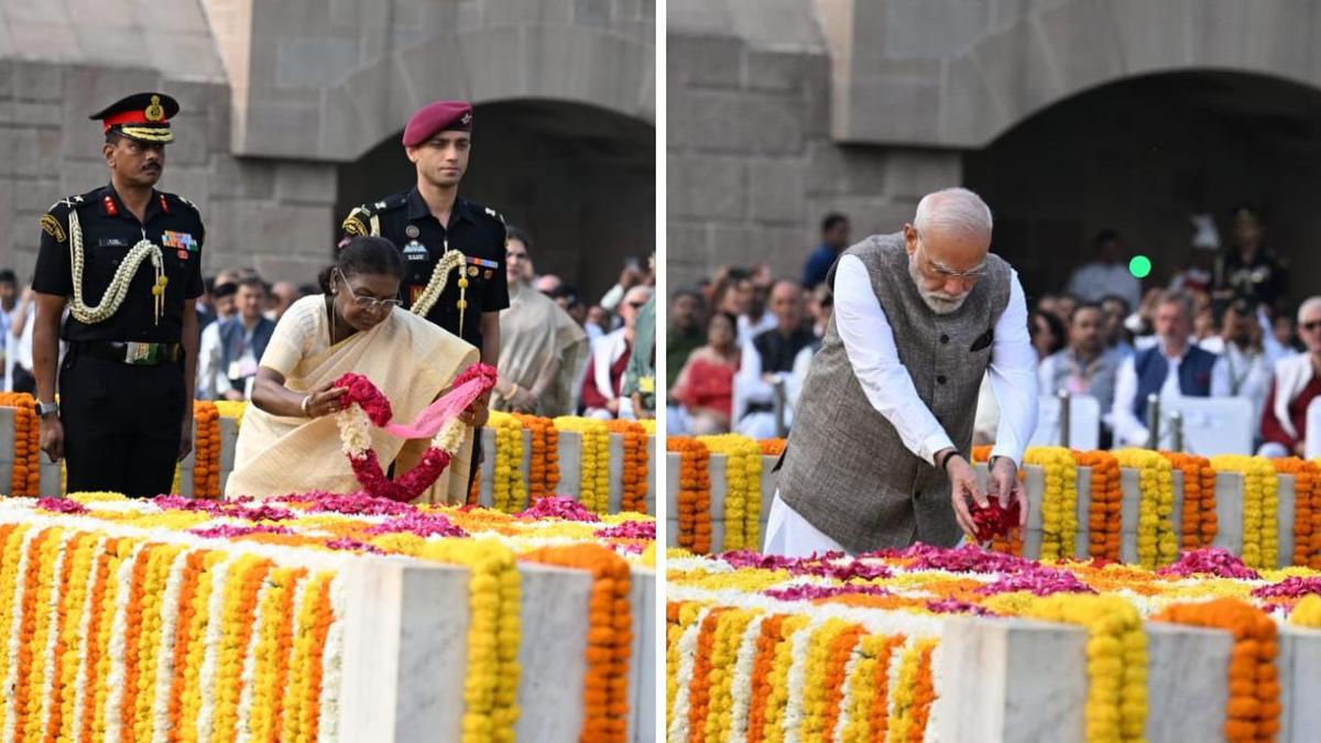 president-murmu,-pm-modi-pay-homage-to-gandhi,-shastri-on-start-anniversary