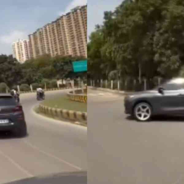 man-performs-dangerous-stunts-with-maruti-baleno-in-greater-noida,-fined-57,500-by-visitors-police