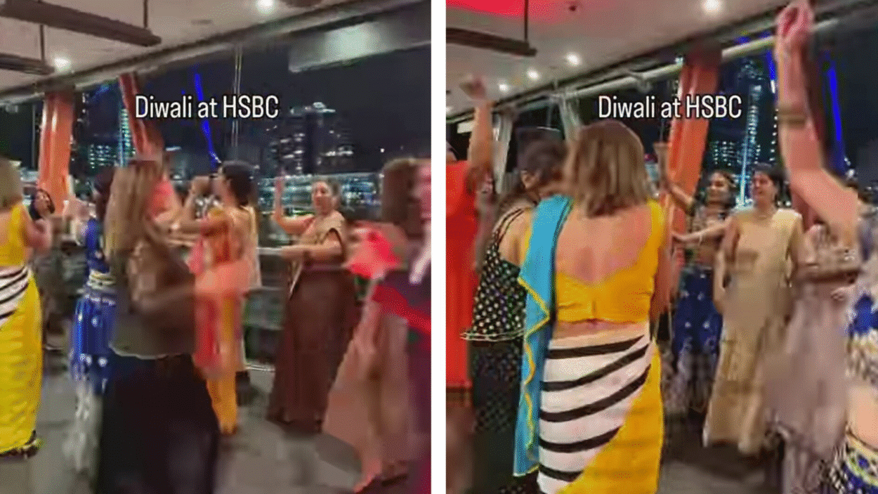 hsbc-australia-staff-put-on-sarees,-have-fun-diwali-at-indian-restaurant.-watch