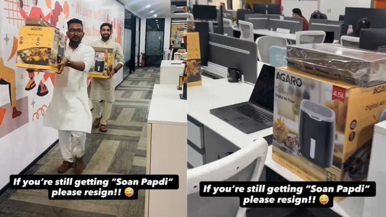 indian-workers-get-shocking-diwali-items-at-work,-web-reacts:-‘mere-hr-bole-ai-hai’