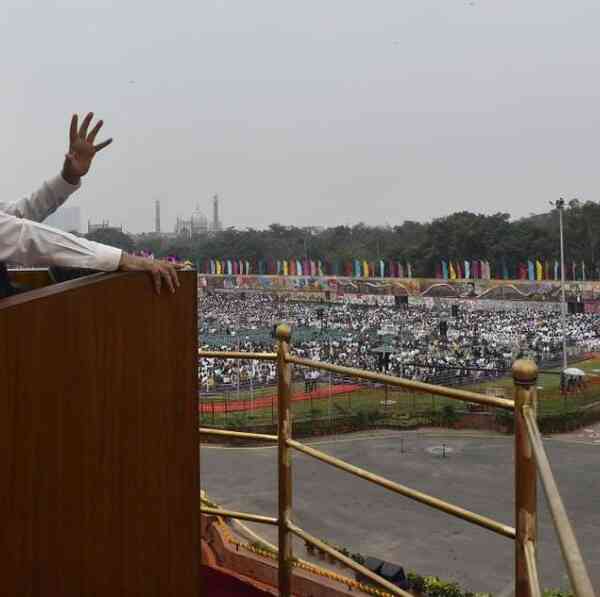 Prime Minister Narendra Modi during his Independence Day speech at ...