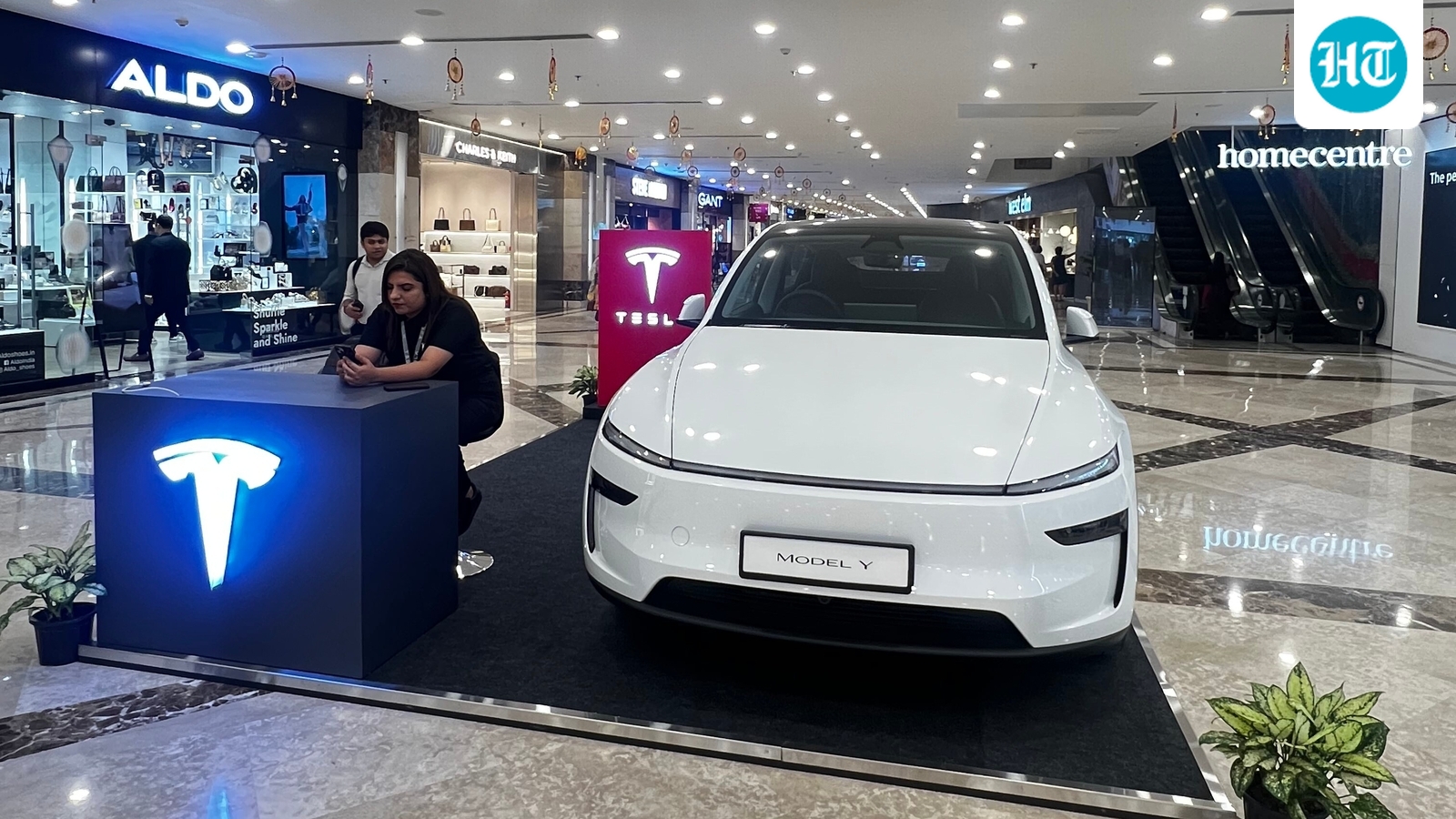 tesla-model-y-now-showcased-at-gurugrams-ambience-mall-indias-first-public-show