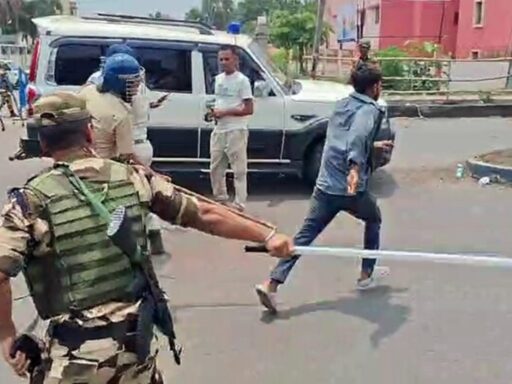 west-bengal-poll-results-disrupted-by-clash-at-barrackpore-counting-centre;-security-forces-resort-to-lathi-charge