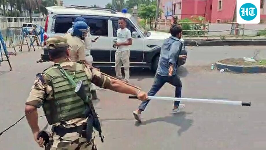 west-bengal-poll-results-disrupted-by-clash-at-barrackpore-counting-centre;-security-forces-resort-to-lathi-charge
