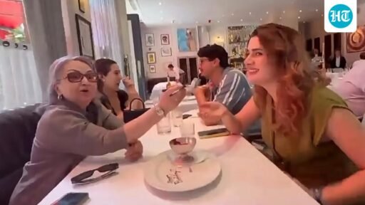 sara-ali-khan-cheers-as-sharmila-tagore-feeds-pak-actor-kubra-khan-dessert-on-her-birthday.-watch